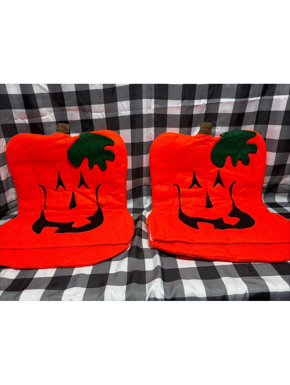 2  Orange Pumpkin Back of Chair Covers